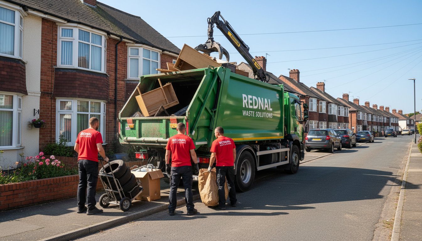 Professional Garage Clearance team in Rednal loading waste into van
