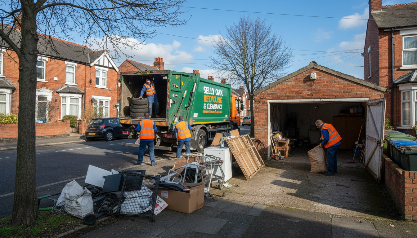 Professional Garage Clearance team in Selly Oak loading waste into van