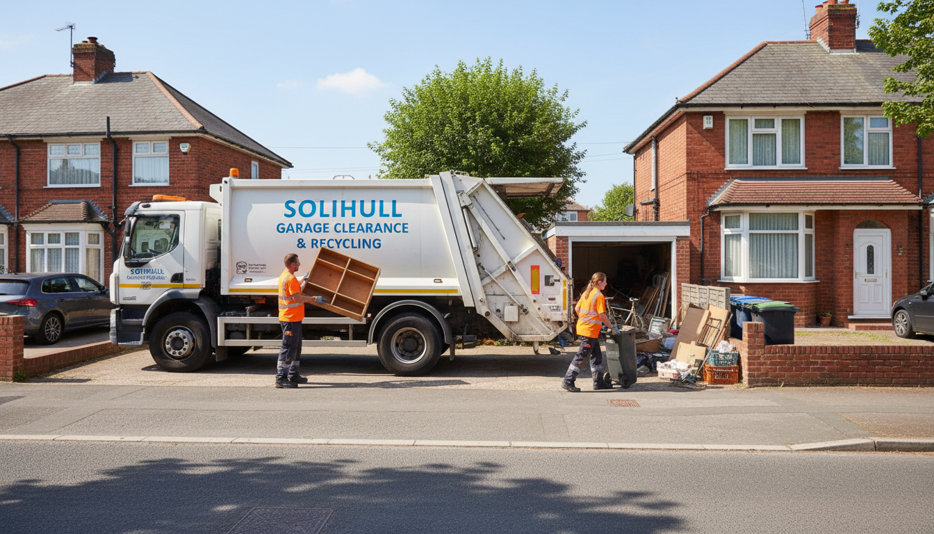 Professional Garage Clearance team in Solihull loading waste into van