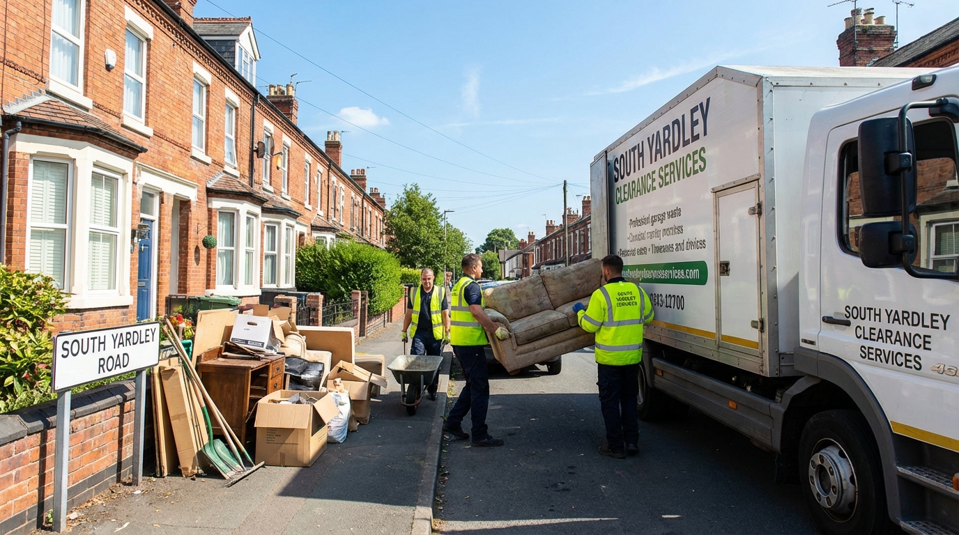 Professional Garage Clearance team in South Yardley loading waste into van