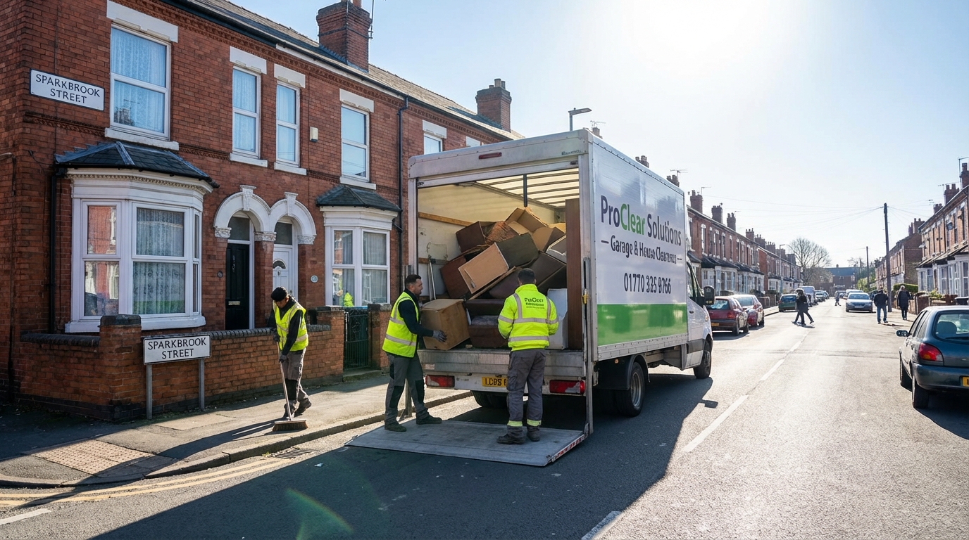 Professional Garage Clearance team in Sparkbrook loading waste into van