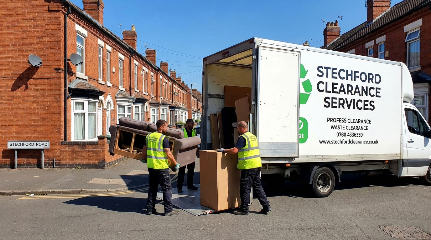 Professional Garage Clearance team in Stechford loading waste into van