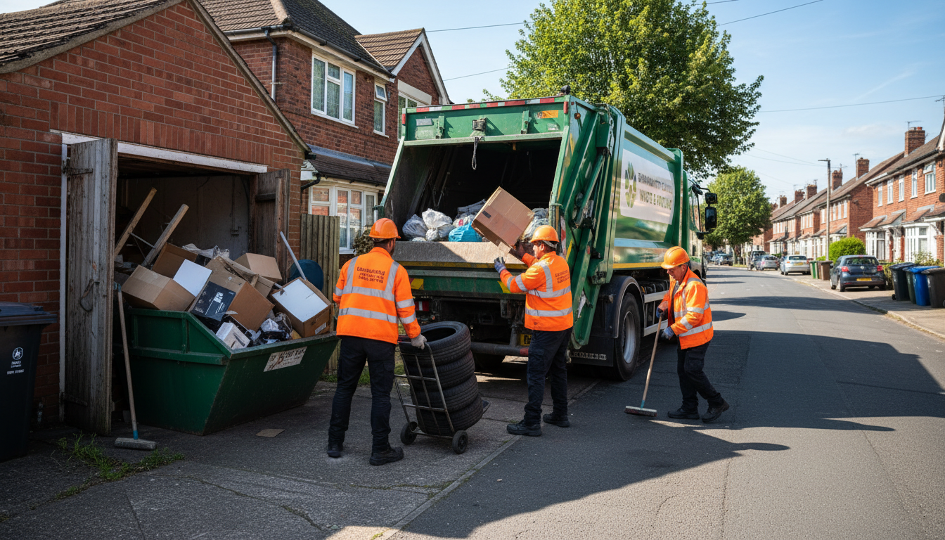 Professional Garage Clearance team in Weoley Castle loading waste into van