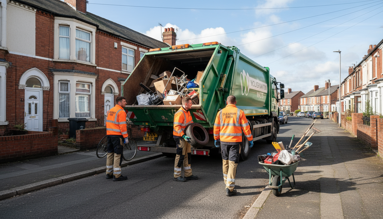 Professional Garage Clearance team in Wolverhampton loading waste into van