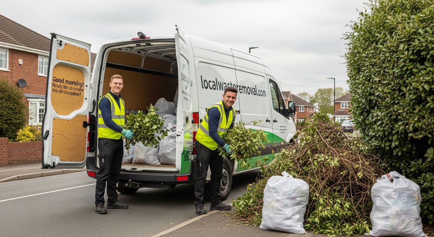 Professional Garden Waste Removal team in Alum Rock loading waste into van