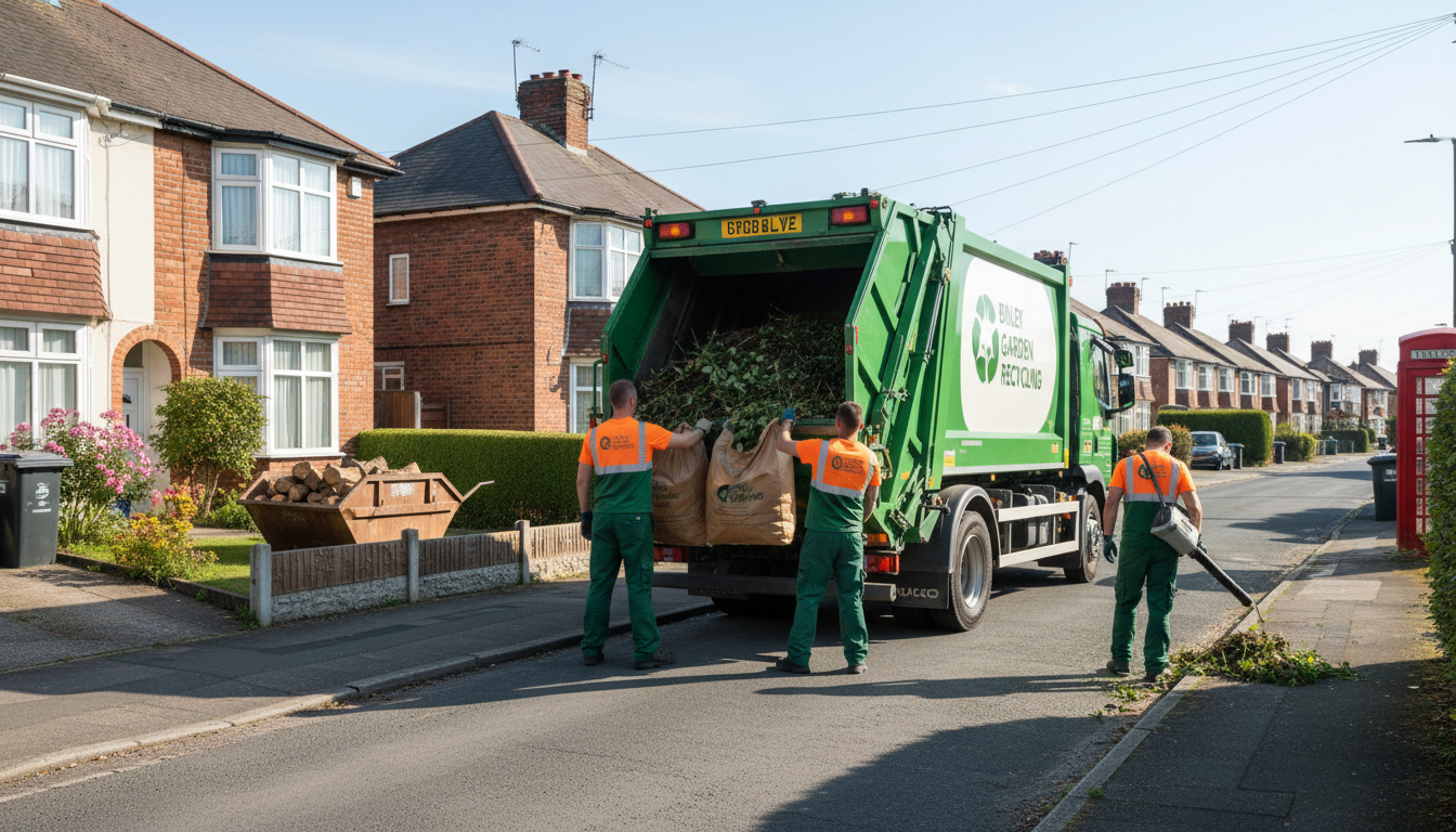 Professional Garden Waste Removal team in Binley loading waste into van