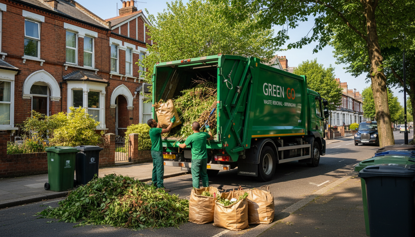 Professional Garden Waste Removal team in Birmingham loading waste into van