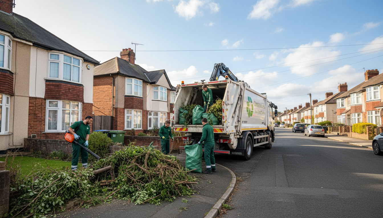Professional Garden Waste Removal team in Cheylesmore loading waste into van