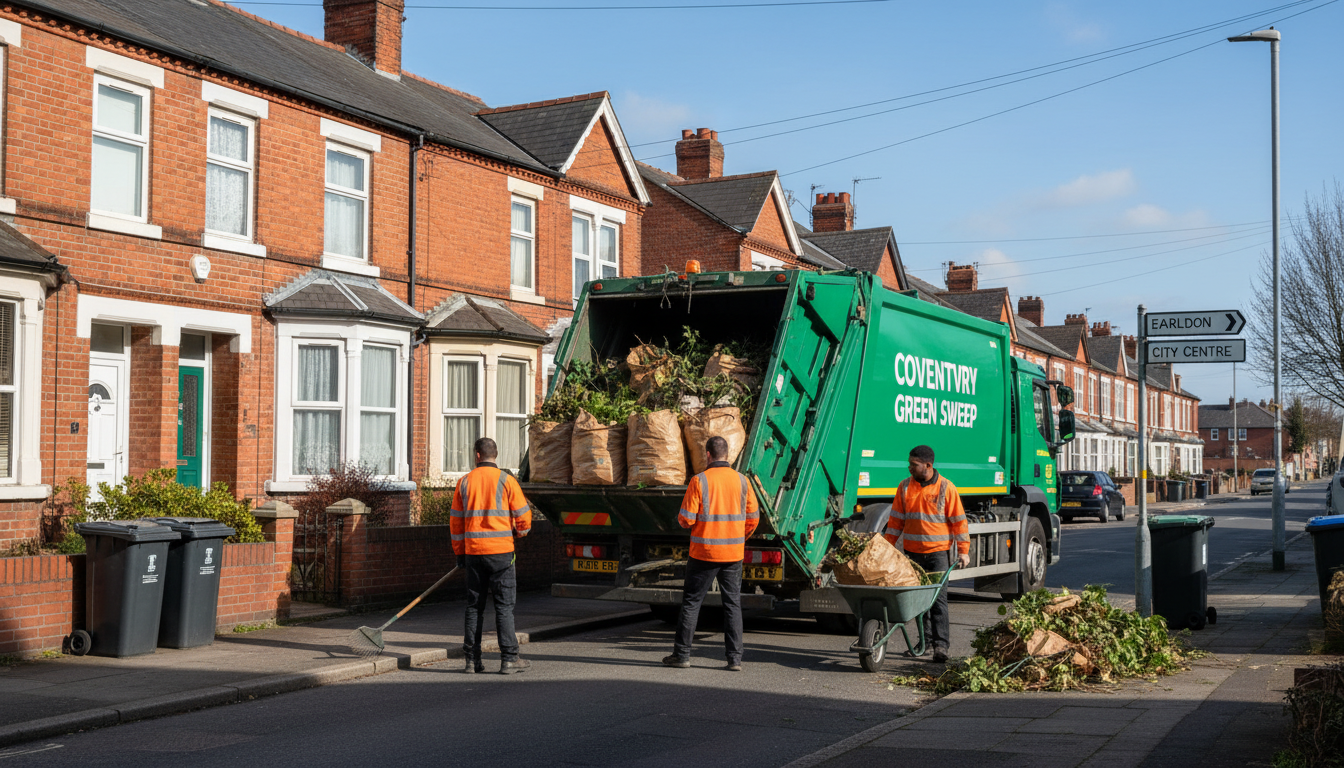 Professional Garden Waste Removal team in Coventry loading waste into van