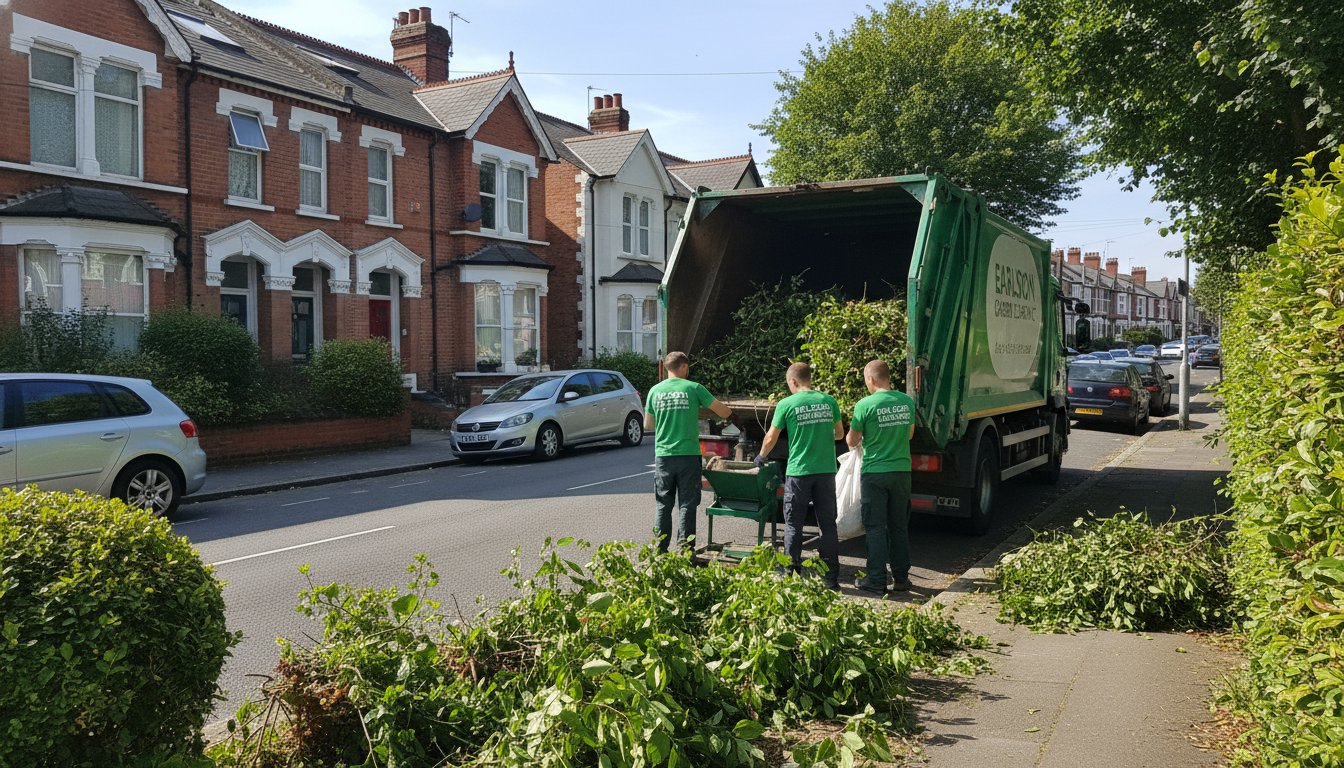 Professional Garden Waste Removal team in Earlsdon loading waste into van