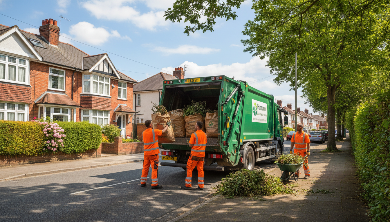 Professional Garden Waste Removal team in Elmdon loading waste into van