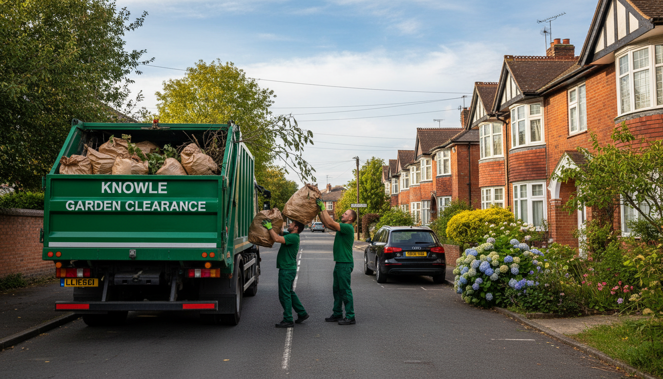 Professional Garden Waste Removal team in Knowle loading waste into van