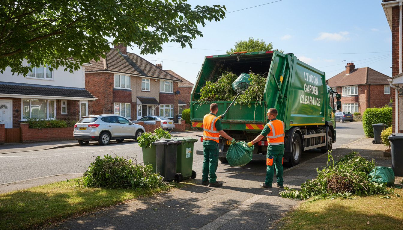 Professional Garden Waste Removal team in Lyndon loading waste into van
