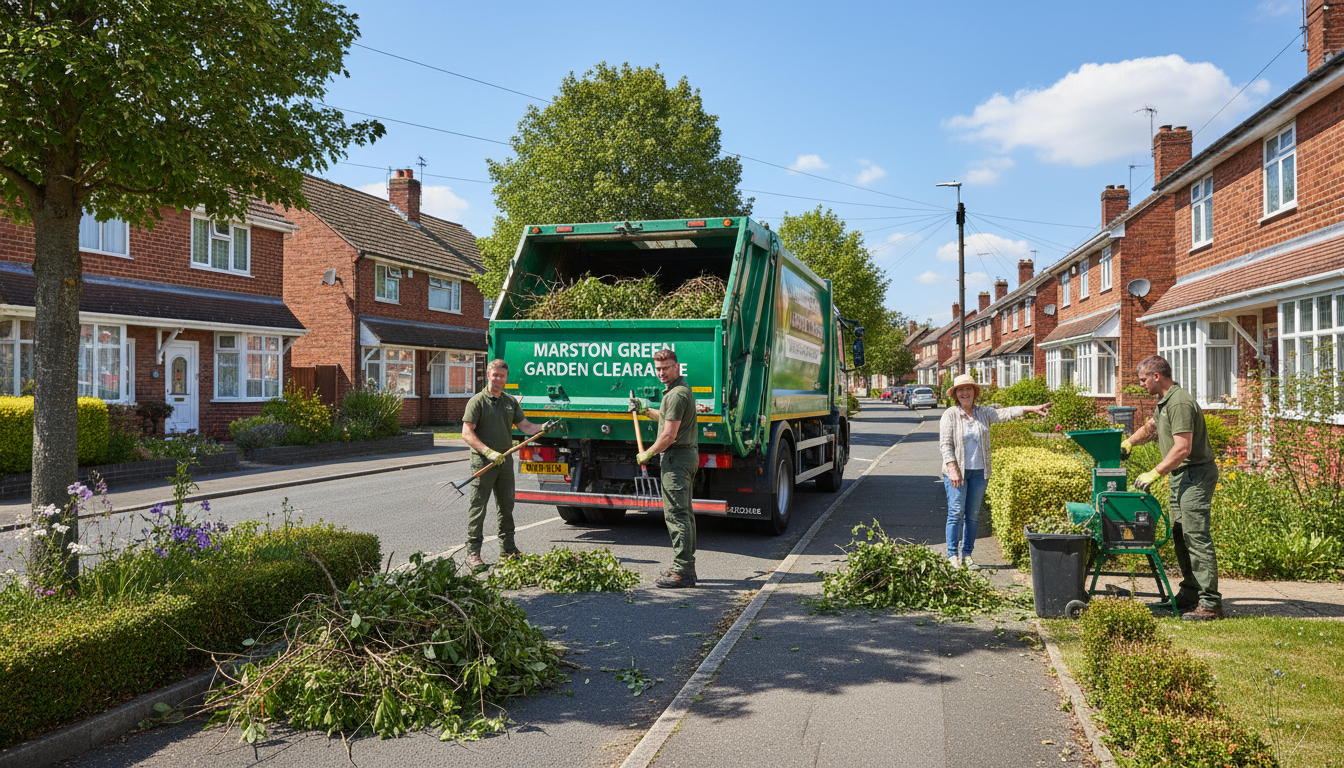 Professional Garden Waste Removal team in Marston Green loading waste into van