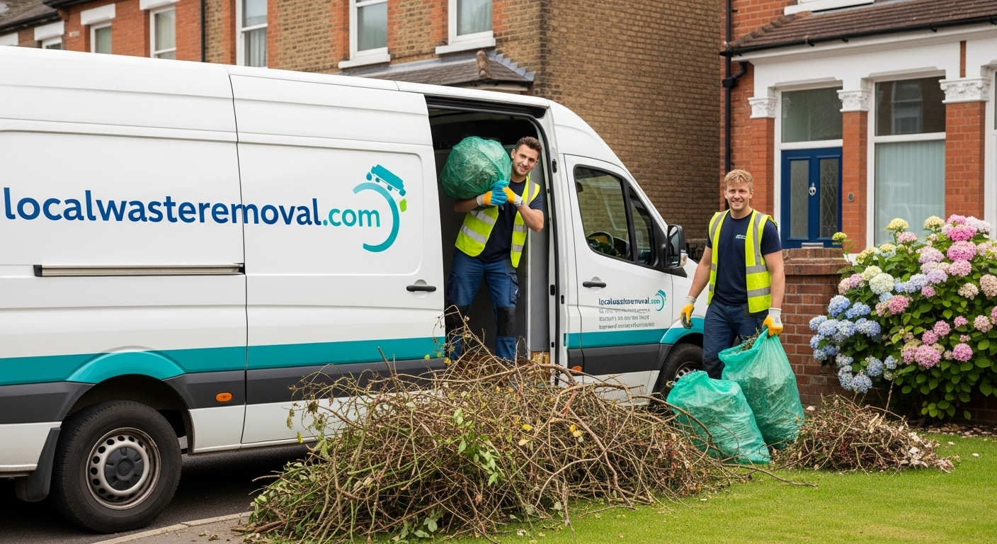Professional Garden Waste Removal team in Moseley loading waste into van