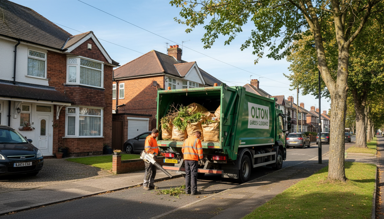Professional Garden Waste Removal team in Olton loading waste into van