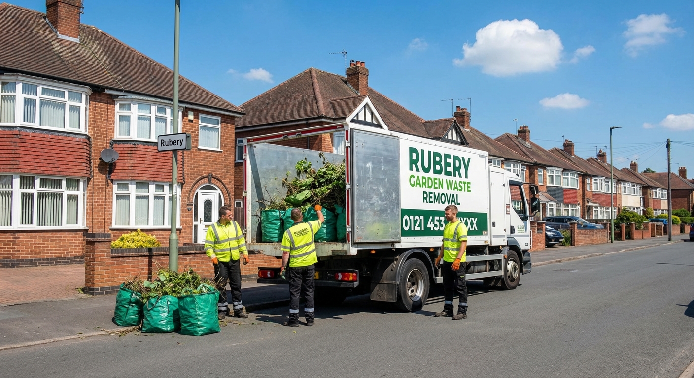 Professional Garden Waste Removal team in Rubery loading waste into van