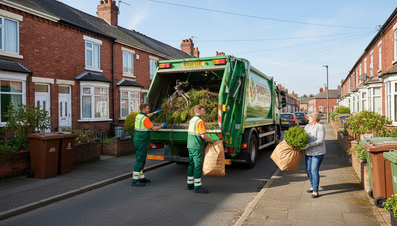 Professional Garden Waste Removal team in Sandwell loading waste into van