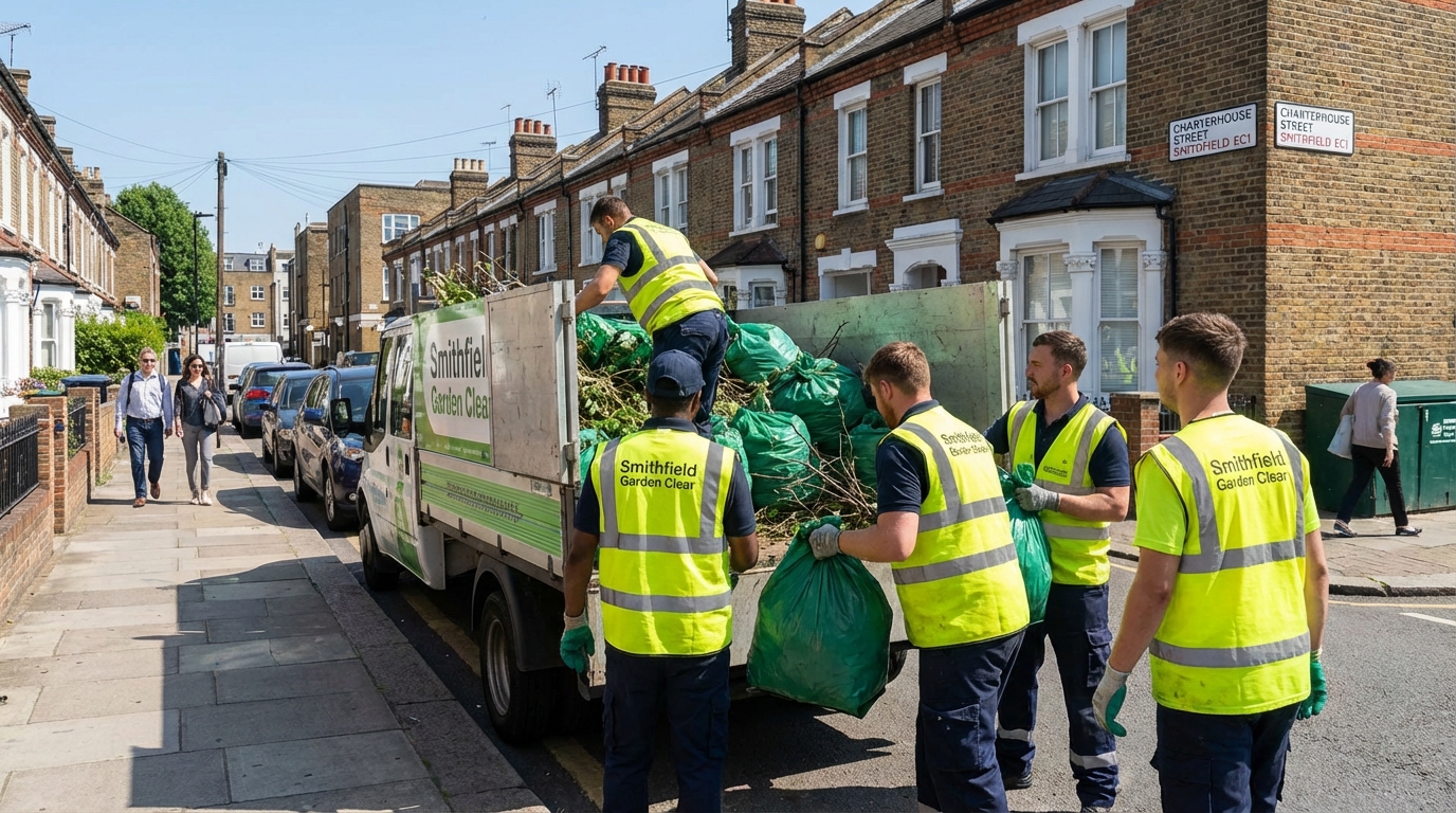 Professional Garden Waste Removal team in Smithfield loading waste into van