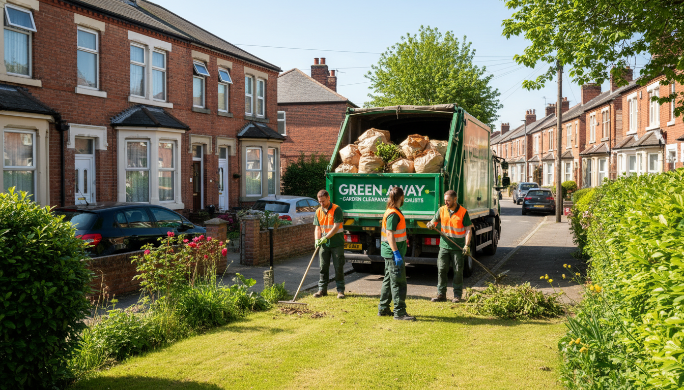 Professional Garden Waste Removal team in Stirchley loading waste into van