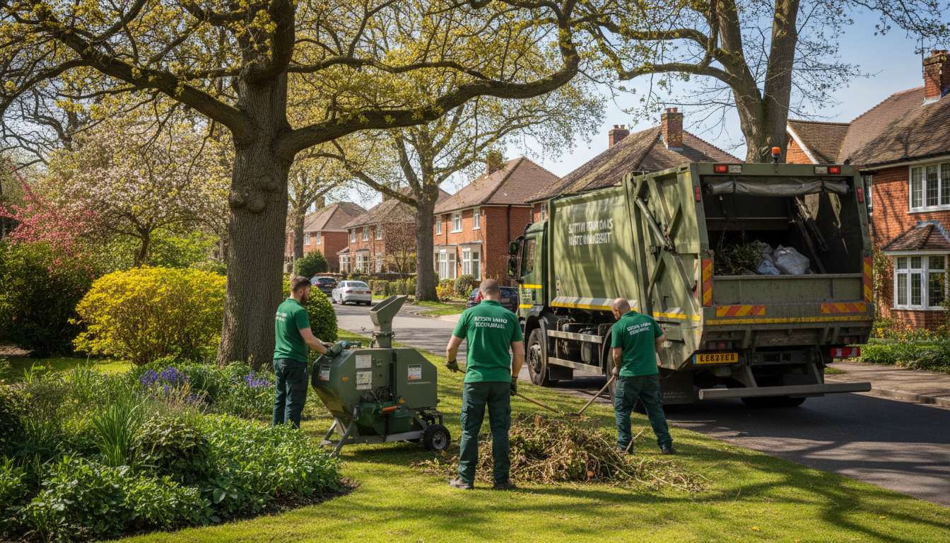 Professional Garden Waste Removal team in Sutton Four Oaks loading waste into van