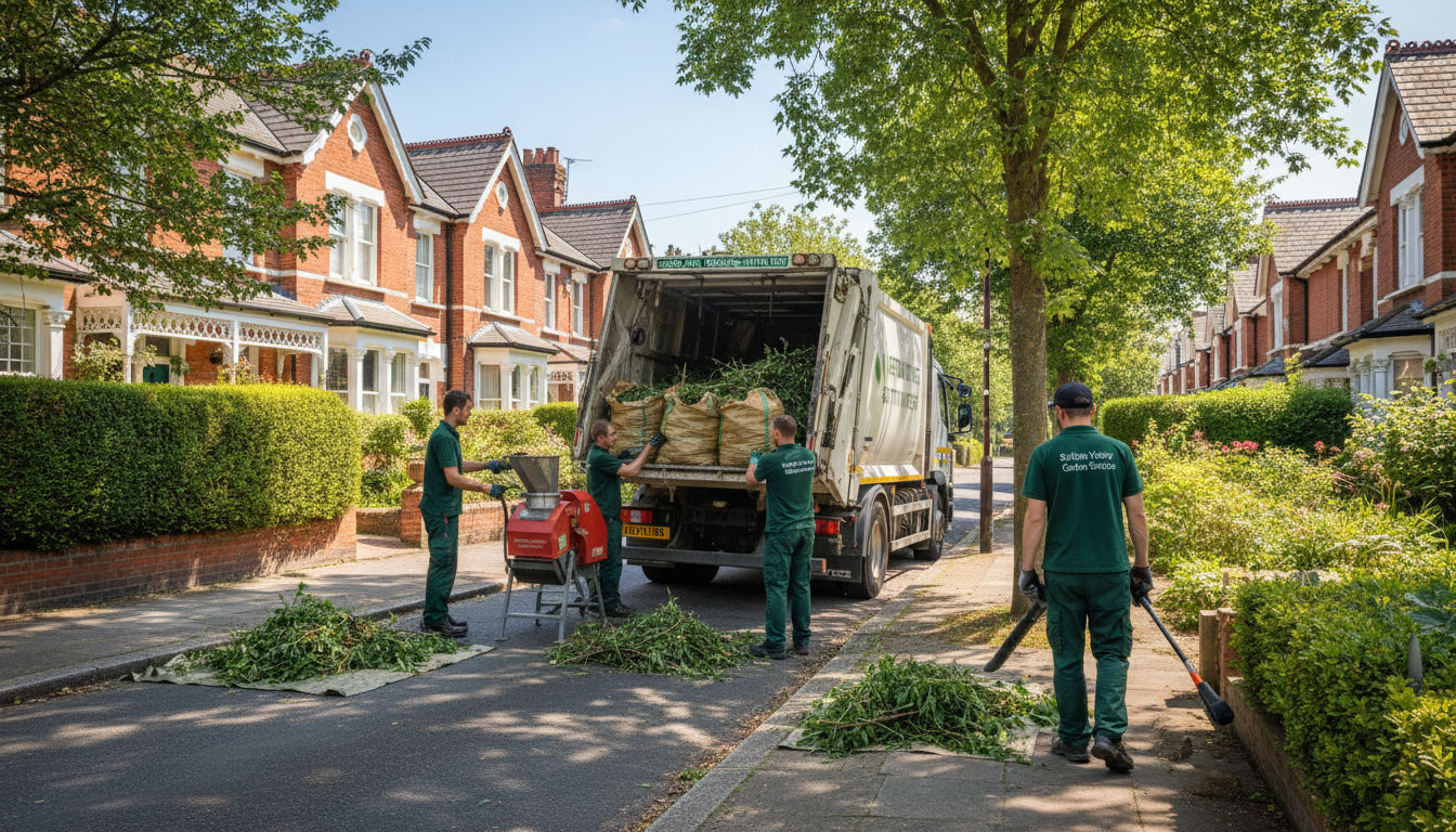 Professional Garden Waste Removal team in Sutton Vesey loading waste into van