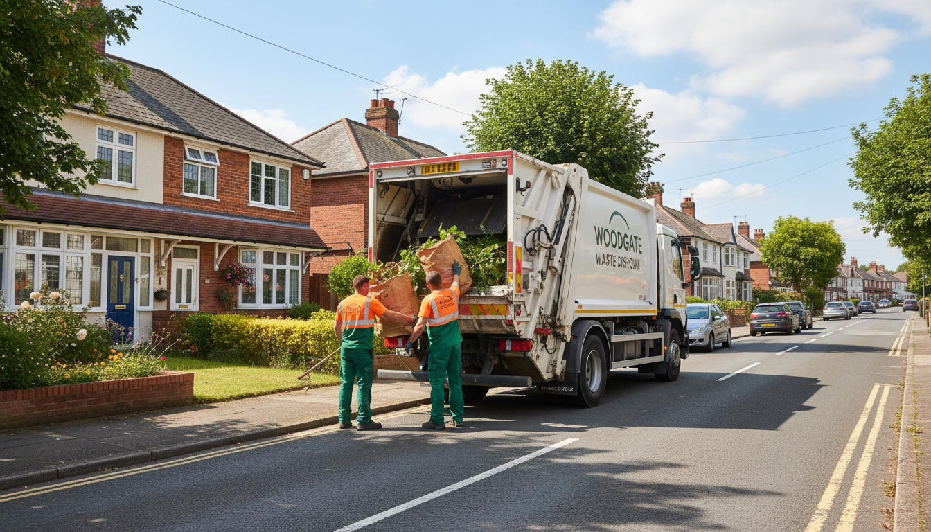 Professional Garden Waste Removal team in Woodgate loading waste into van