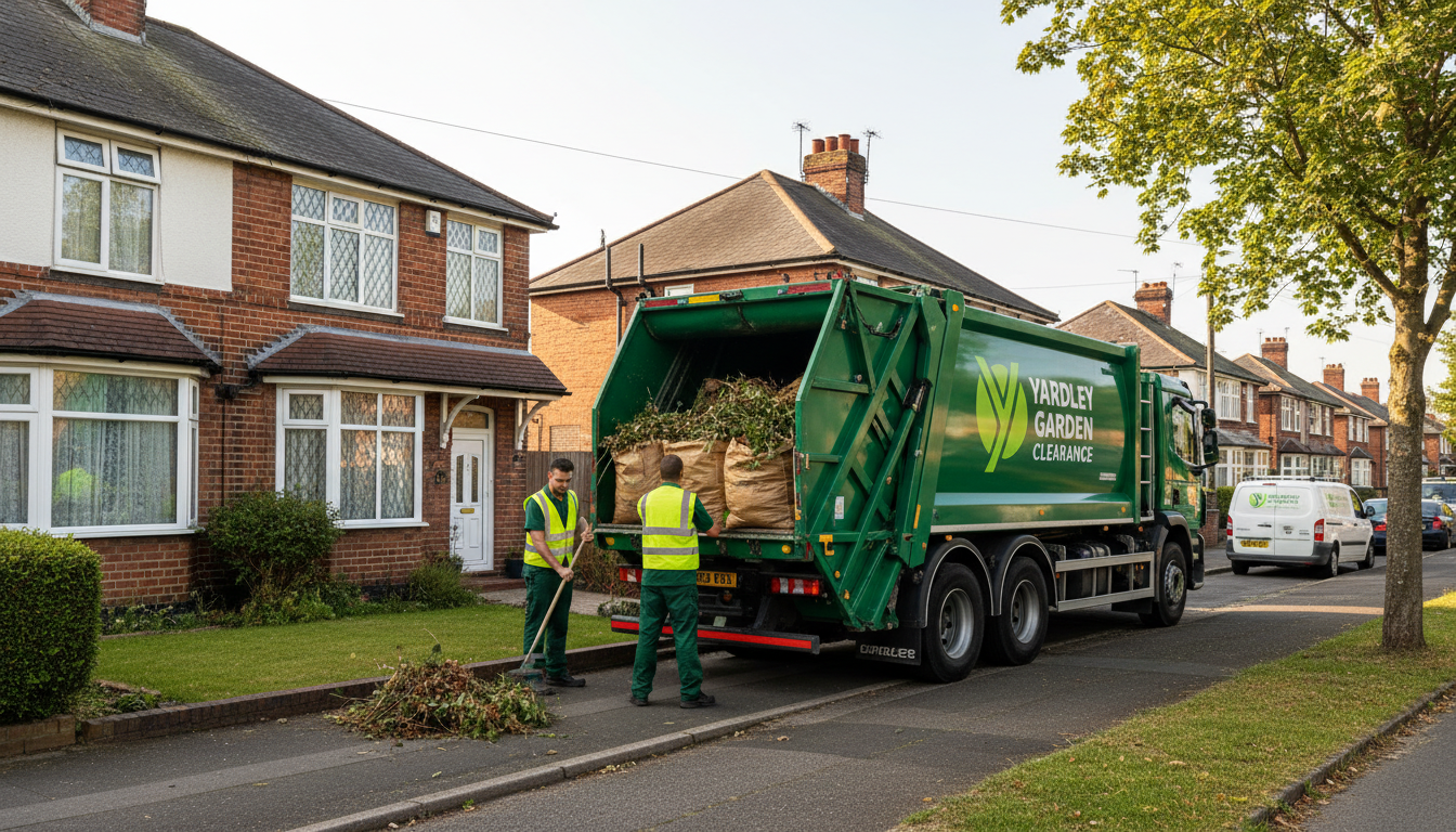 Professional Garden Waste Removal team in Yardley loading waste into van