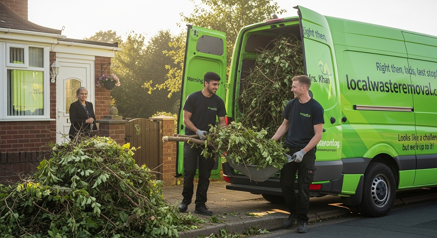 Professional Green Waste Removal team in Alum Rock loading waste into van