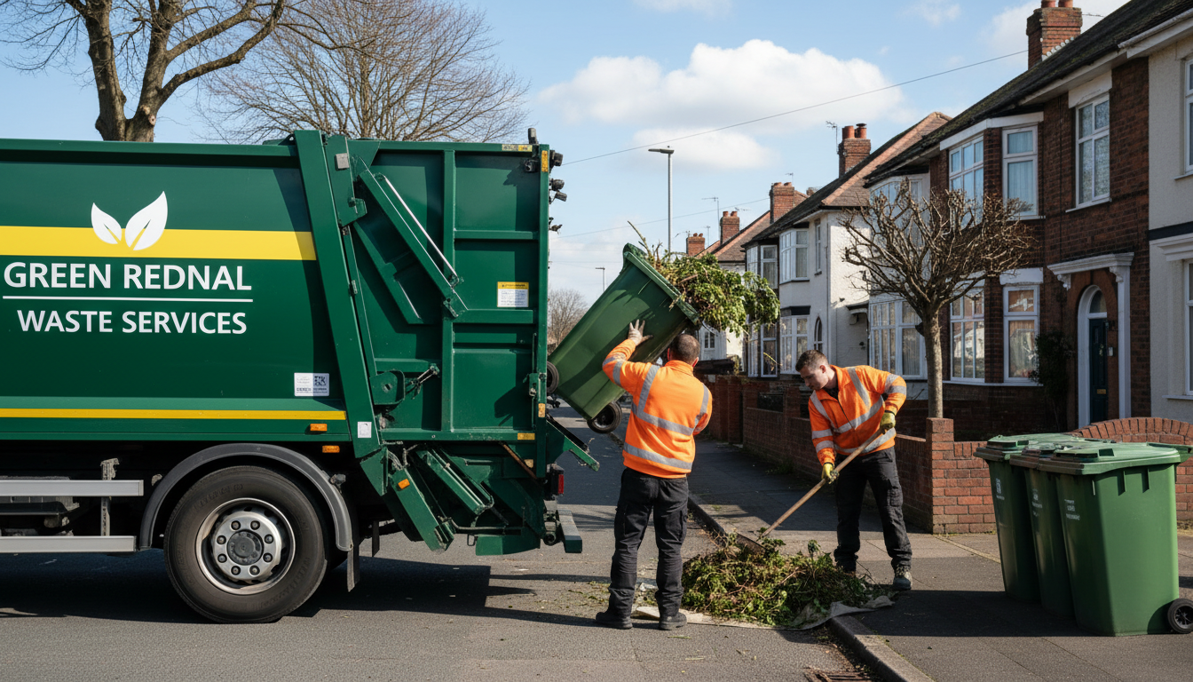 Professional Green Waste Removal team in Rednal loading waste into van