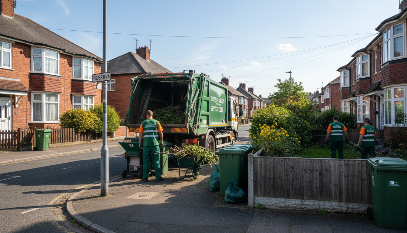 Professional Green Waste Removal team in Rubery loading waste into van