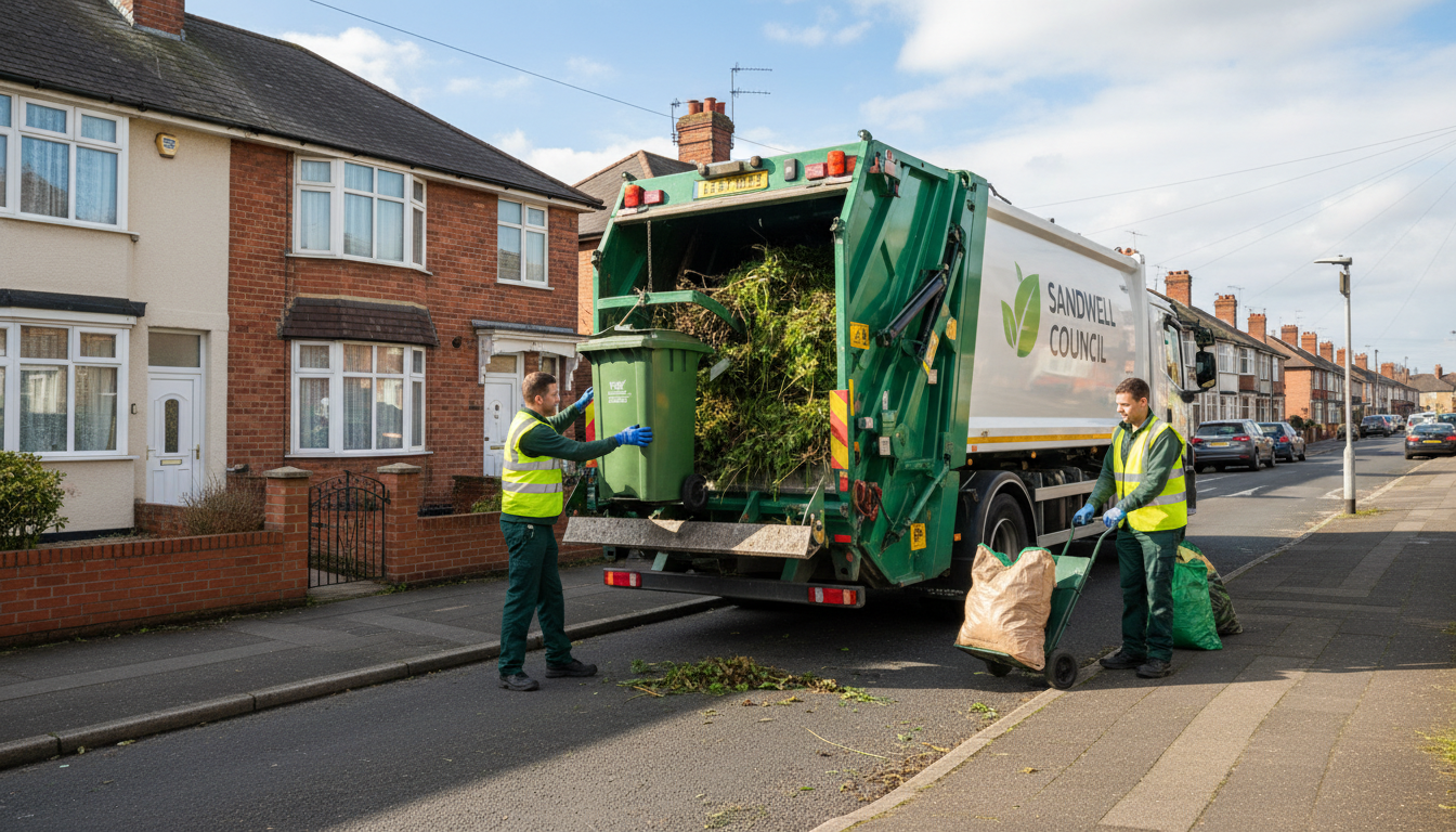 Professional Green Waste Removal team in Sandwell loading waste into van