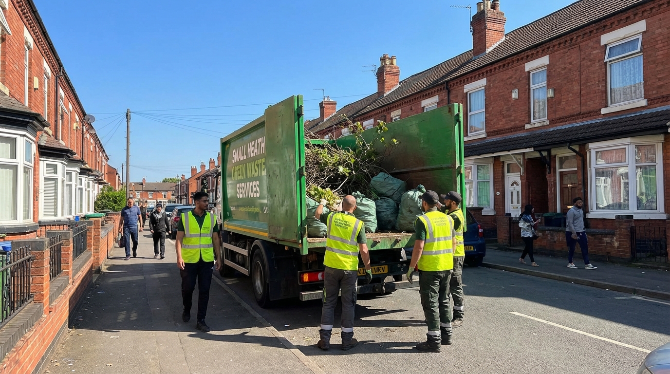 Professional Green Waste Removal team in Small Heath loading waste into van