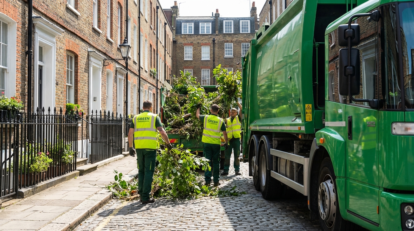 Professional Green Waste Removal team in Soho loading waste into van