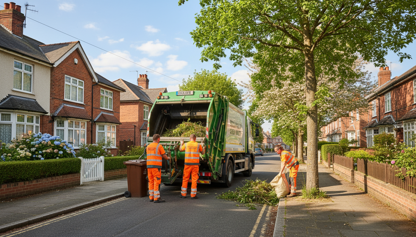 Professional Green Waste Removal team in Solihull loading waste into van