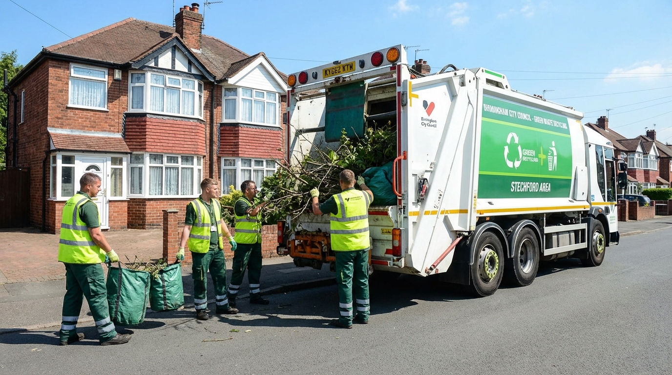 Professional Green Waste Removal team in Stechford loading waste into van