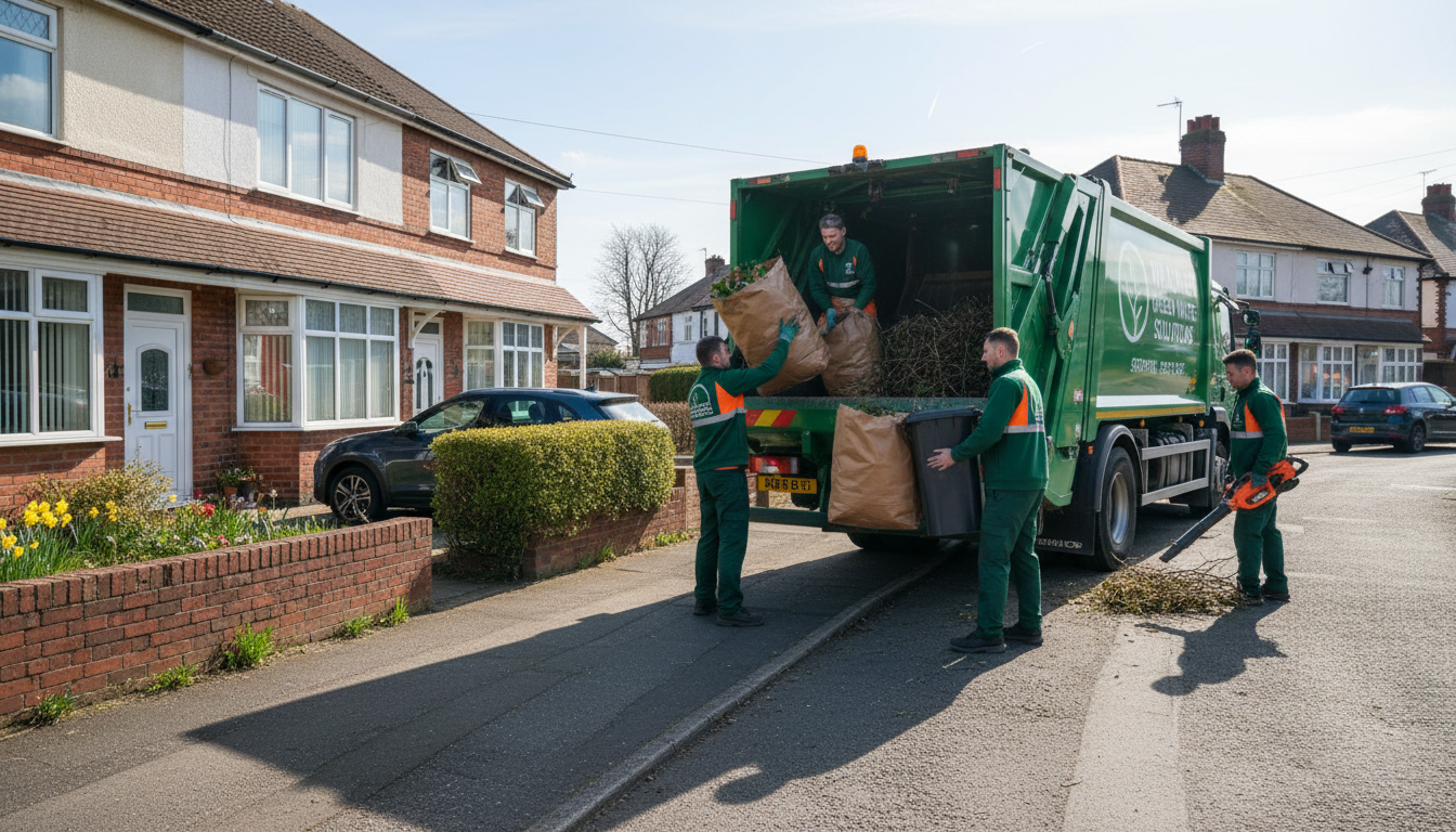 Professional Green Waste Removal team in Walmley loading waste into van