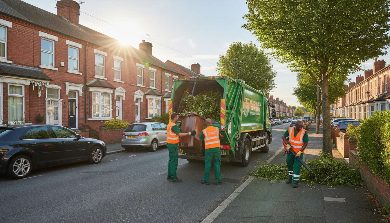 Professional Green Waste Removal team in Wolverhampton loading waste into van