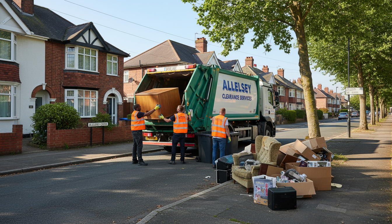 Professional House Clearance team in Allesley loading waste into van