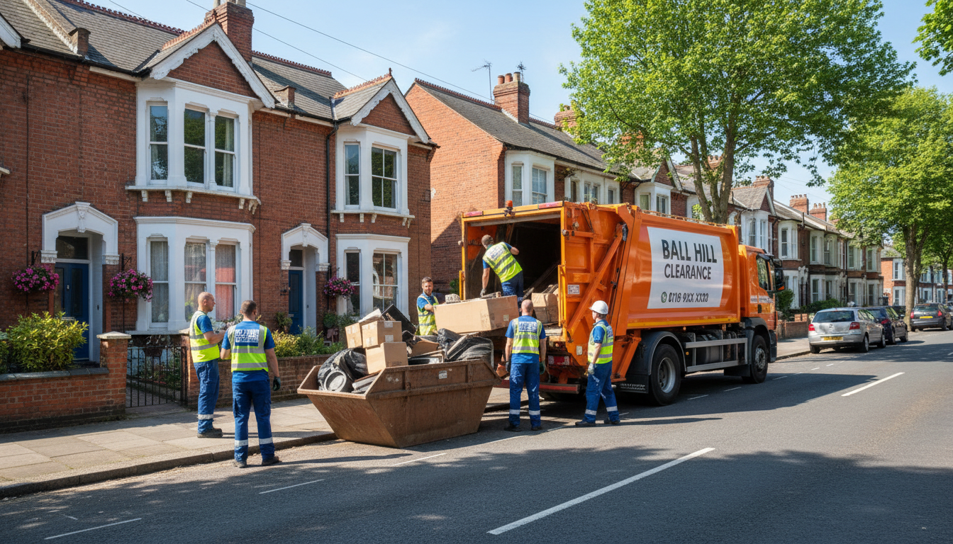 Professional House Clearance team in Ball Hill loading waste into van