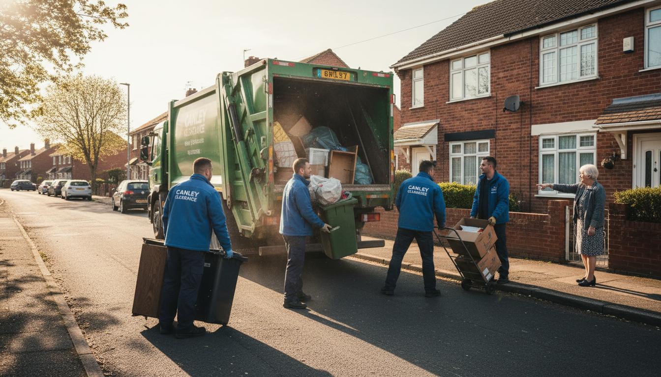 Professional House Clearance team in Canley loading waste into van