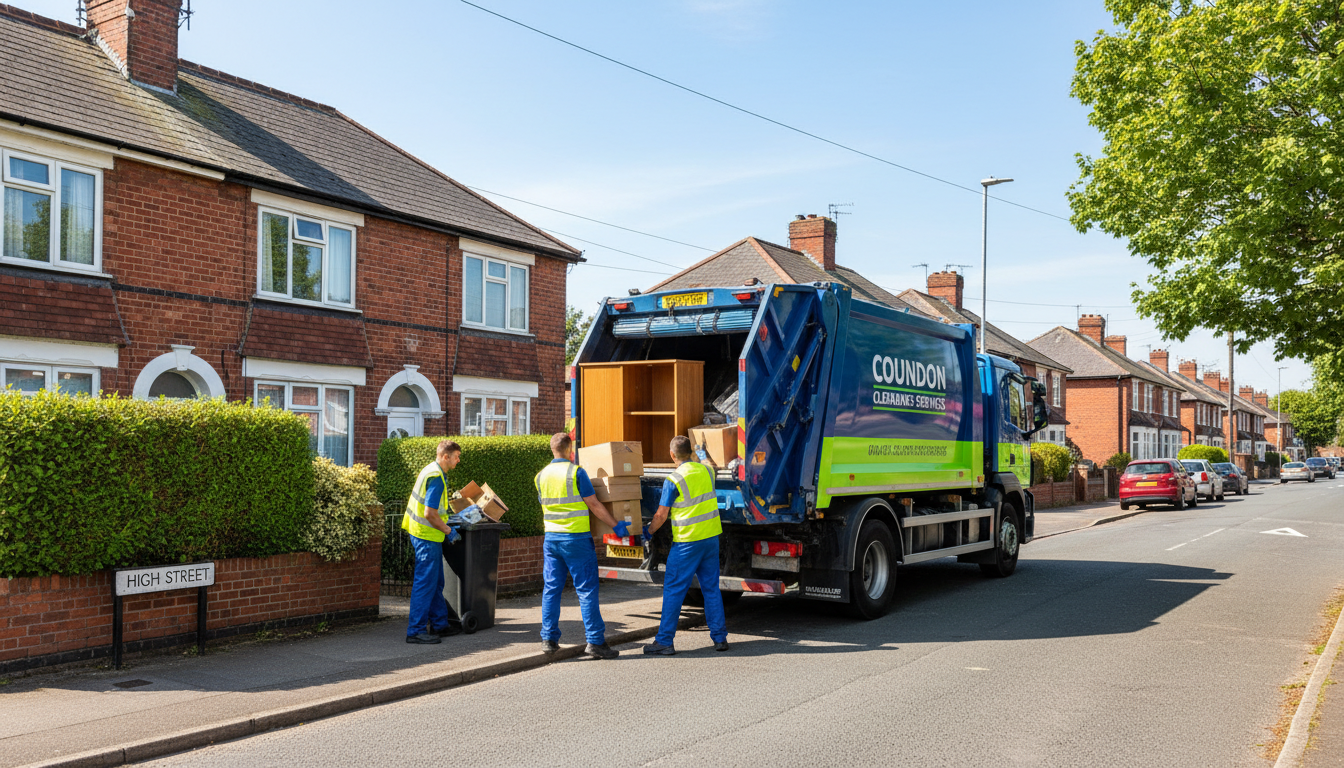 Professional House Clearance team in Coundon loading waste into van