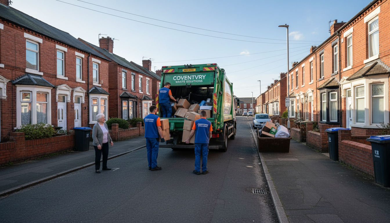 Professional House Clearance team in Coventry loading waste into van