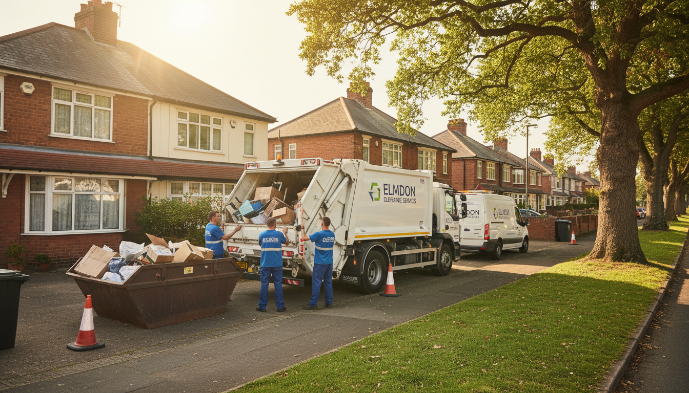 Professional House Clearance team in Elmdon loading waste into van