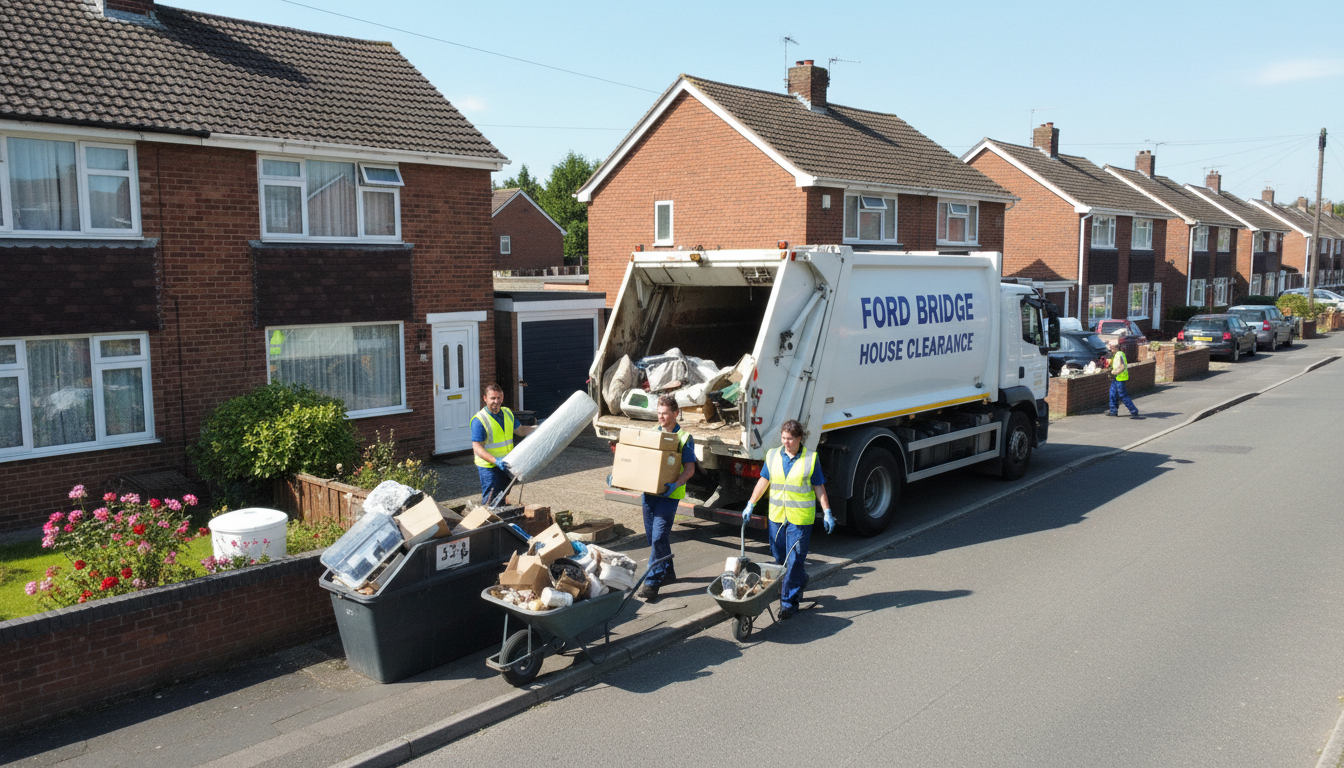 Professional House Clearance team in Fordbridge loading waste into van
