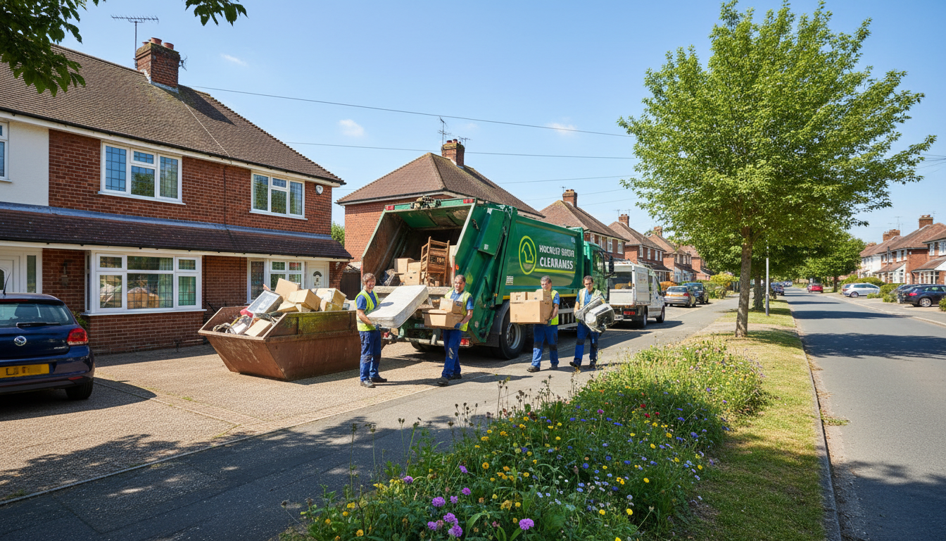 Professional House Clearance team in Hockley Heath loading waste into van