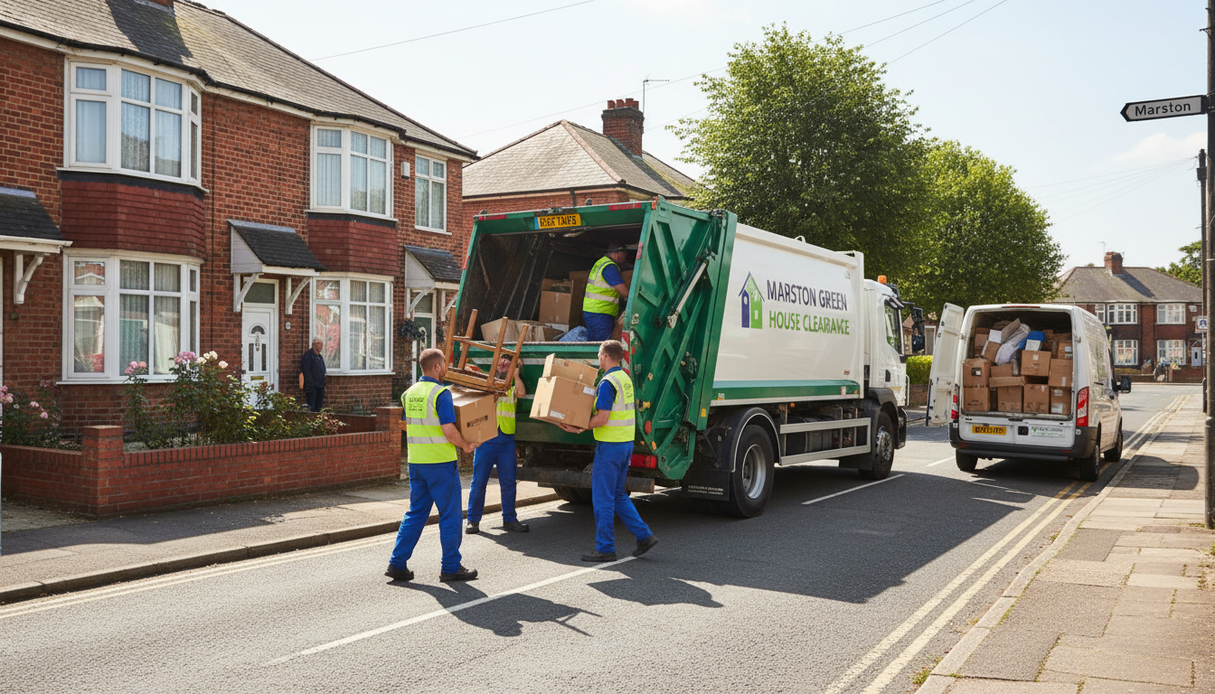 Professional House Clearance team in Marston Green loading waste into van