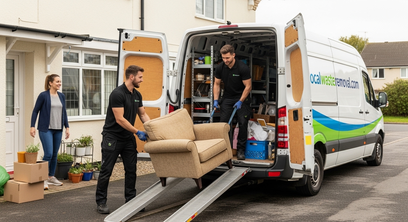 Professional House Clearance team in Mere Green loading waste into van