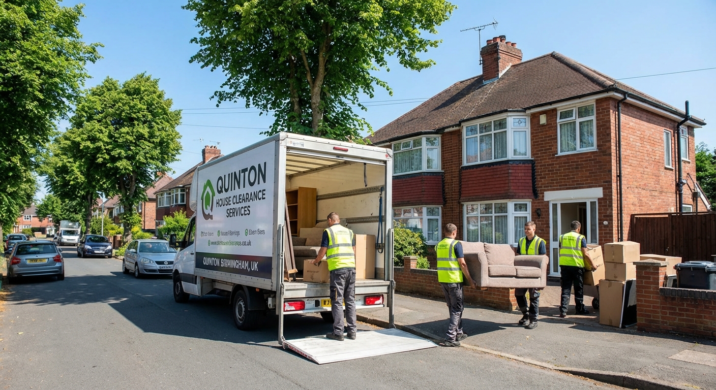 Professional House Clearance team in Quinton loading waste into van