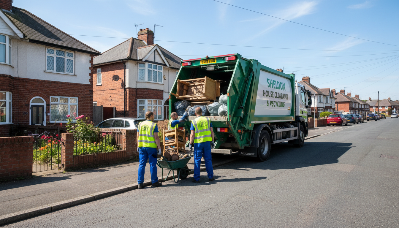 Professional House Clearance team in Sheldon loading waste into van